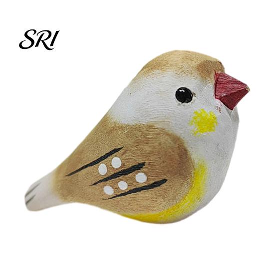 Desktop Bird Ornament Handmade Figurine Wooden Carving Statue Miniature Wildlife Sculpture for Hand-painted Decor Living Room Office TV Stand A