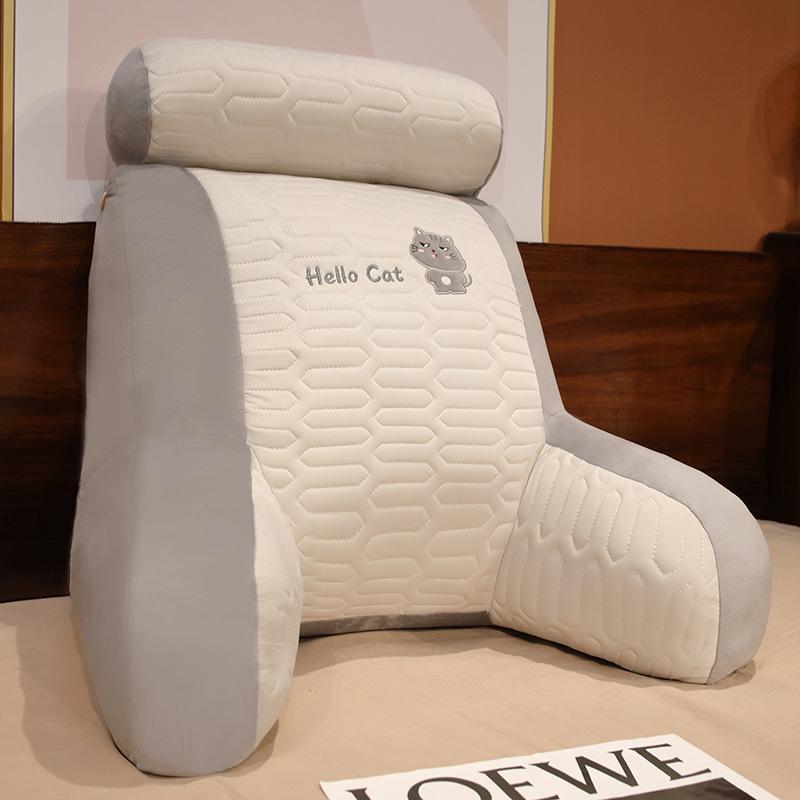 Ergonomic Cushion Quilted and Spliced Comfortable Breathable Fabric Bed Back Cushion Student Reading Pillow Lumbar Support Pad Relieve back pressure
