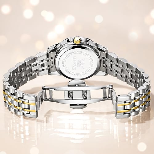OLEVS Partneruhren, Beliebte Partneruhren, Stilvolles Quarzwerk, Edelstahl, Wasserdicht, Datumsanzeige, Leuchtendes Analogzifferblatt, Leicht ablesbar W