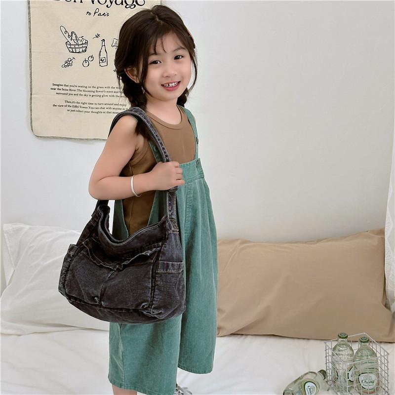 Trendige Koreanische Kinder-Denim-Umhängetasche Für Jungen Und Mädchen Mit Einzigartigem Design