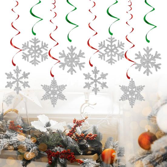 8 Pcs Christmas Snowflake Hanging Swirl Decorations Winter Party Glitter Snowflake Ceiling Streamers for Christmas Birthday Baby Shower New