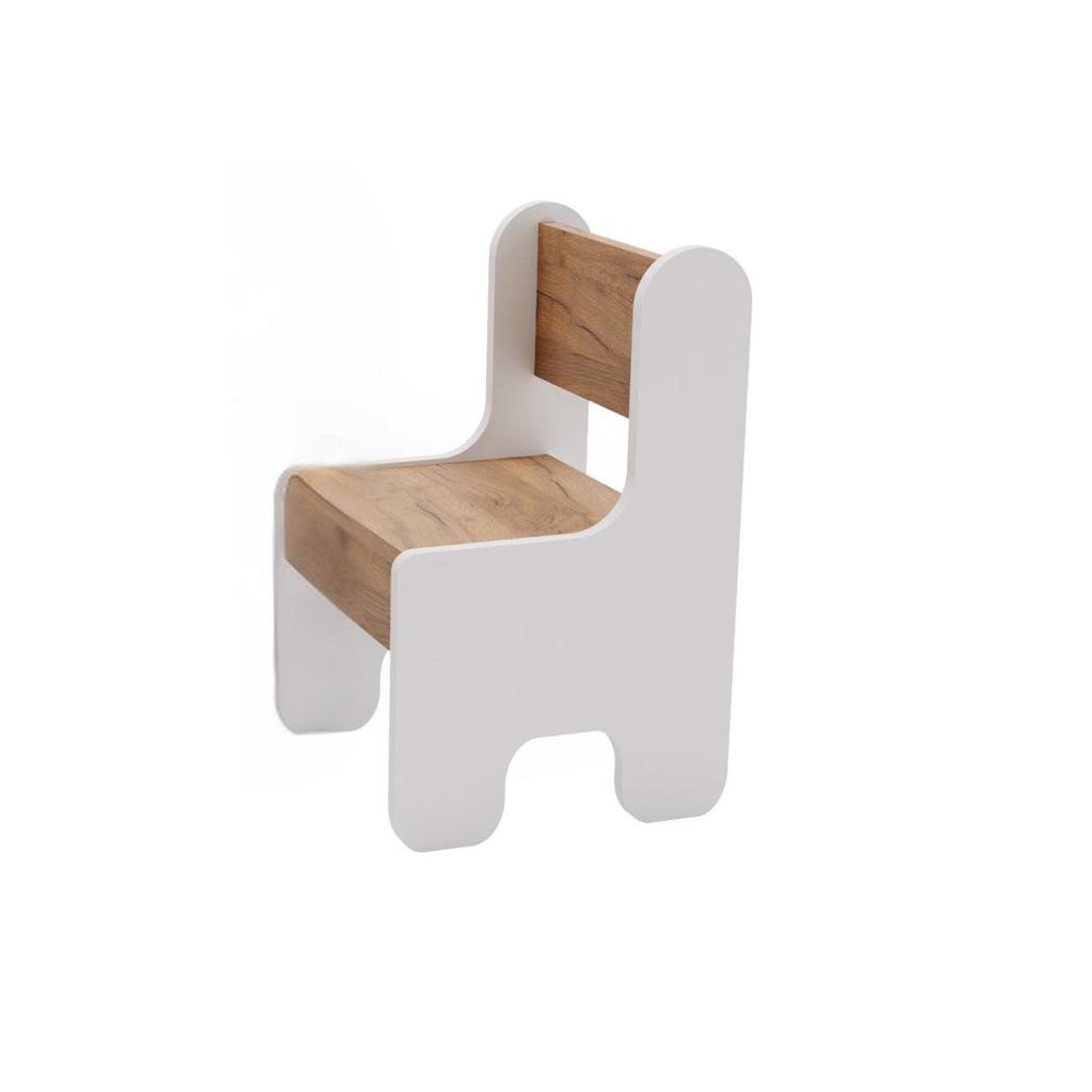 Children's Table + Chair Set - White/oak Craft Gold Color