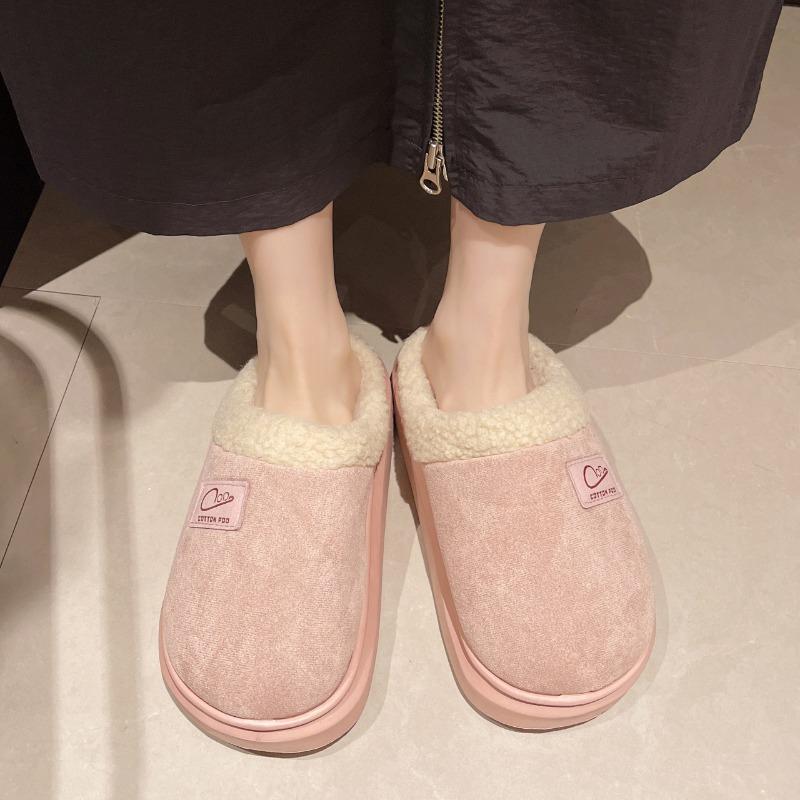 New large size cotton slippers women's winter velvet warm home cotton shoes non-slip cotton slippers