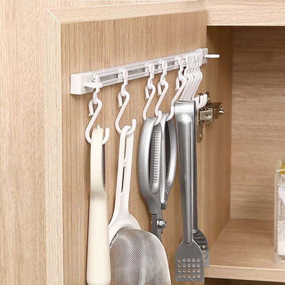 Non Punching Track Row Hooks Plastic Cabinet Hook Multifunctional Long Row Hook  Kitchen