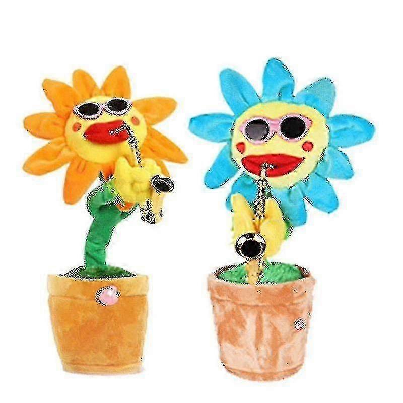 Dancing Sunflower With Sax 35cm Electronic Singing Toy 80 Songs Swinging Plant Pot!zz6
