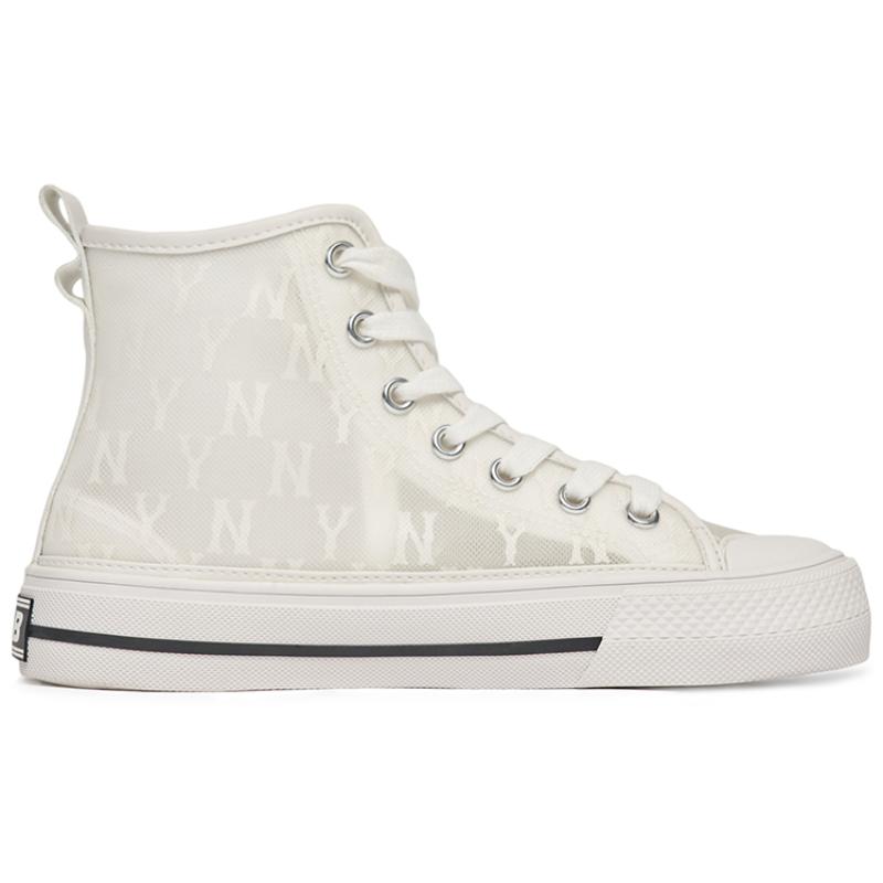 MLB Playball Anti-Slip And Wear-Resistant Lightweight Cushioning High-Top Canvas Shoes Unisex White Sneakers 3ACVCMM2N-50GRS