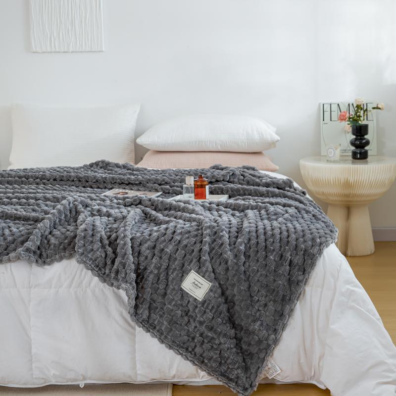 Plaid Plush Blanket Luxury Warm Fluffy Soft Solid Color Blankets Queen King Size Bedding for Bed, Couch, Chair, Sofa Washable