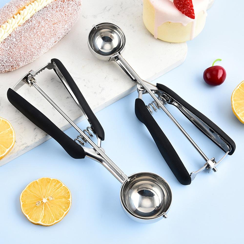Stainless Steel Ice Cream Scoop For Baking Cookie Scoop, Trigger Release, Cookie Dough Scoop, Anti-Slip Spring-Trip Kitchen Tool