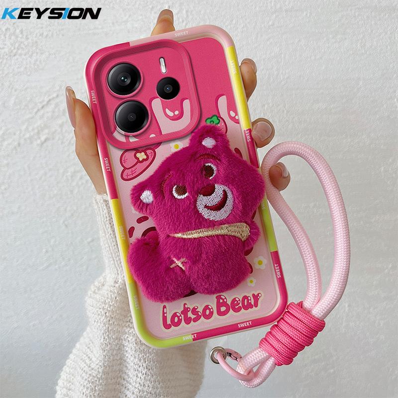 KEYSION Niedliche 3D Cartoon Plüschhülle für Redmi Note 14 Pro+ 5G mit Lanyard Stoßfeste Silikon Handyhülle für Redmi Note 14 4G 5G