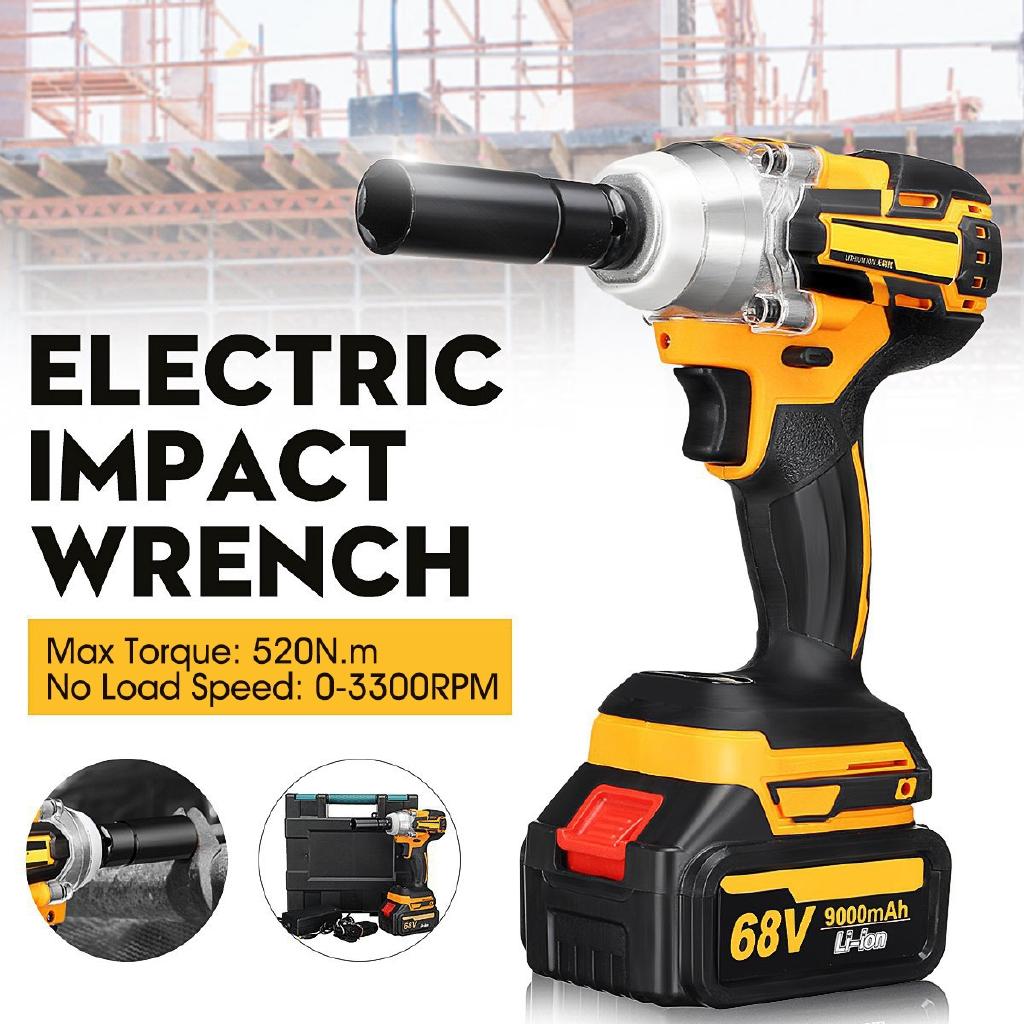 68V 9000mAh 520N.m Cordless Lithium-Ion Battery AC100-240V Electric Impact Wrench Cordless Brushless with Battery