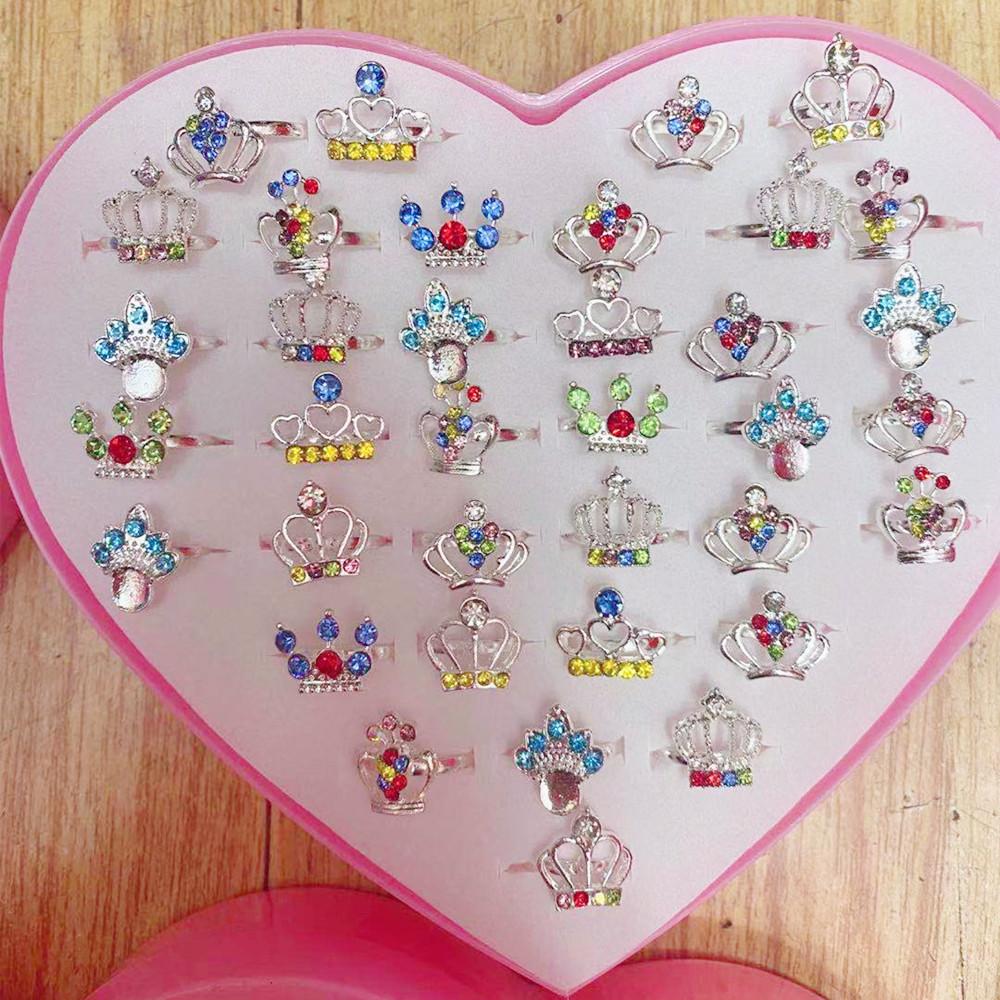 36buc inel pentru copii Cute Princess Baby bibelouri Jucărie Fetiță Cartoon Crystal Inel (cu cutie)