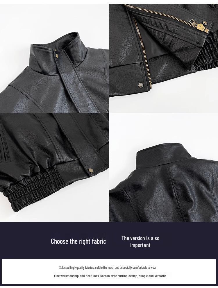 Men's American Retro Faux Leather Motorcycle Jacket - Soft, Short, High-End Feel, Pilot Style for Spring/Autumn