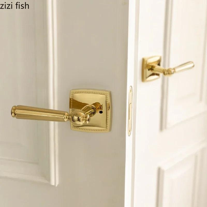 Universal Silent Locks Living Room Double Handle Door Lock Bedroom Magnetic Lock Golden Split Locks Door Hardware Accessories