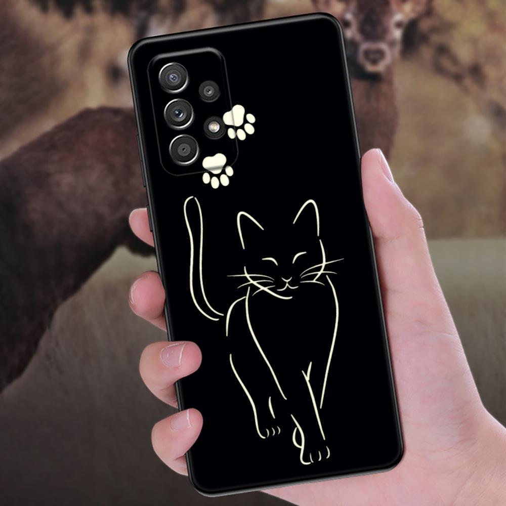 Funny Cute Cat Line Art Phone Case For Samsung Galaxy A57 A56 A37 A55 A36 A26 A54 A52 A35 A34 A25 A17 A16 A15 A07 A06 Soft Cover