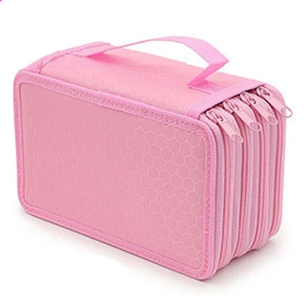 2/3/4 Layers Colored Pencil Bag Large Capacity Square Pencils Case Smooth Zipper Painting Storage Holder School Stationery Bag