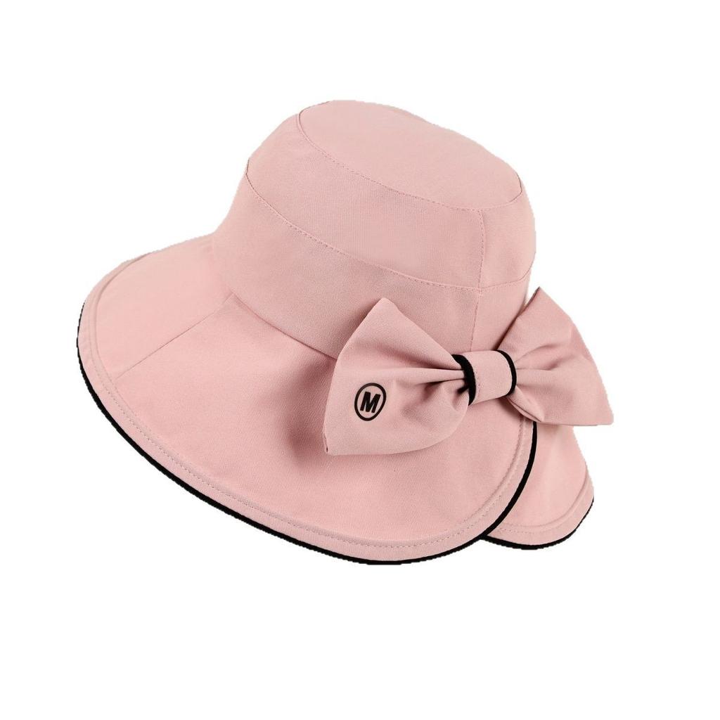 New M standard versatile bow big eaves bucket hat fashionable casual sun hat showing face small sun protection hat