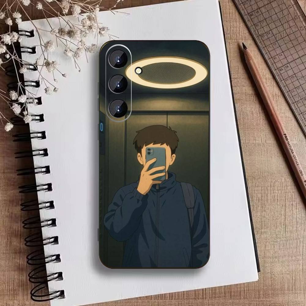 Anime Chill Guy Merchandise Phone Case For Samsung Galaxy A73,A21s,A22,A31,A52,A53,A71,A41Soft Black Shell