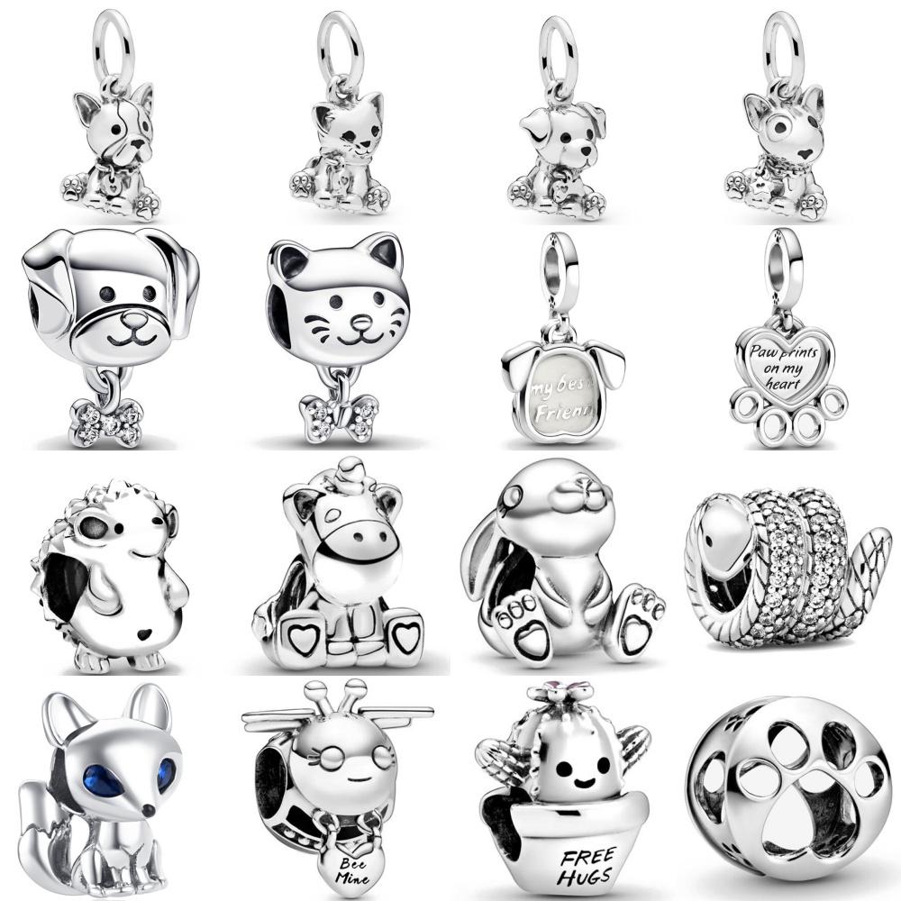 Copper Cute Animal Dog Cat Rabbit Bead Pendant Suitable For European Original Bracelet Diy Accessories Exquisite Jewelry