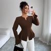 Korean Style Slim Fit Long Sleeve Top for Women - Flattering and Elegant Autumn/Winter Wear