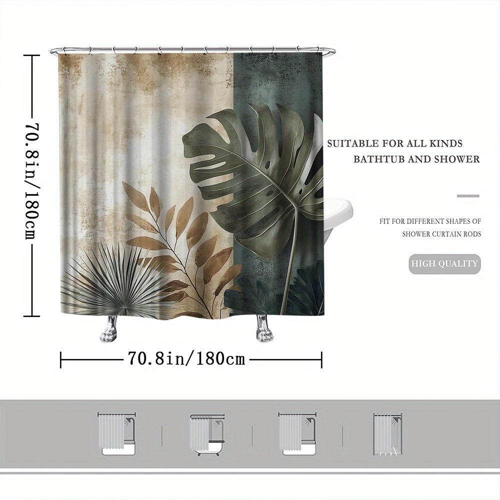 1pc Tropical Leaf Shower Curtain - Vibrant Rainforest Design, Polyester, 72x72 Inches, Includes Hooks, Modern Bathroom Decor