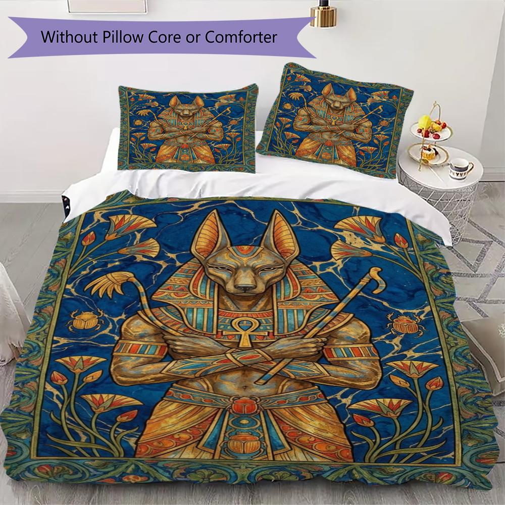

Anubis Pattern Bedding uilt Set uilt Cover Pillowcase Home Decoration Birthday Gift (1 * duvet cover + 2 * pillowcase without core)87 135x200cm