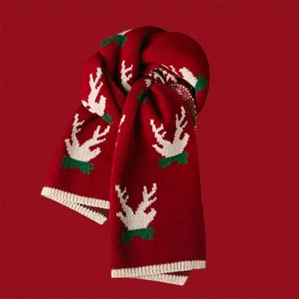 Christmas Elk Scarf Women'S Autumn Winter Polyester Fiber Scarf Christmas Gift Warm Sun Protection Neck Protector Shawl
