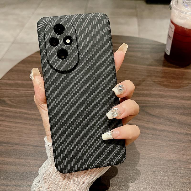 Husă pentru Honor 200 5G Textură Fibră de Carbon Rezistentă la Căderi PC Dur Acoperire Telefon