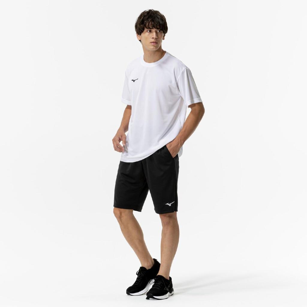 Mizuno Training Wear Navidry Knit Current Model L Shorts, Shorts, Sweat-Absorbent, Quick-Drying, UV, UPF15, (32MDC190), Men's, Black/Silver,
