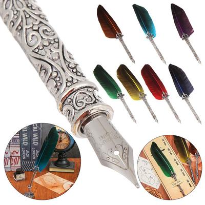 Smooth With 5pcs Nib Creative Stationery Spray Gold Signature Feather Pen Fountain Pen Ink Pen