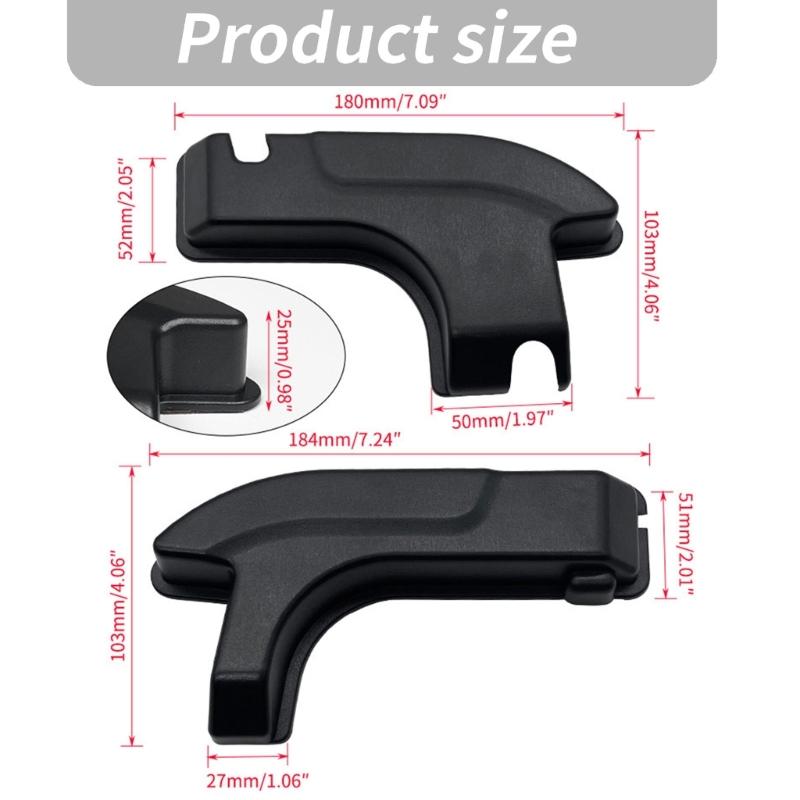 2-Piece Rear Window Cable Trim Covers, Shaped ABS Left and Right Pieces with Flanged Edges, Clearance Slots and Adhesive Backing for Both Sides