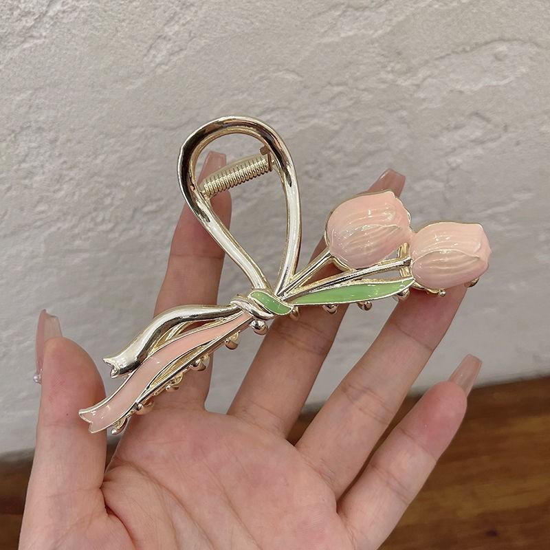 1 Pcs Fshion Cute Pink Tulip Gift Knot Hair Claws For Women Girls Party Hair Accessories