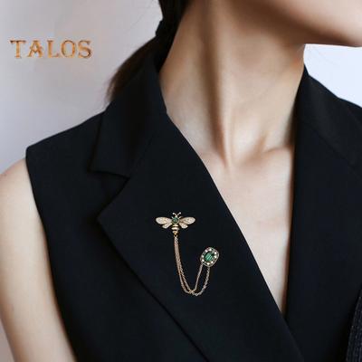 Hrudník Brož Bee And Řetízek Dekor Umělá perla Oblečení Šperky na ples Retro Lapel Pin Taška Dekorace Pin