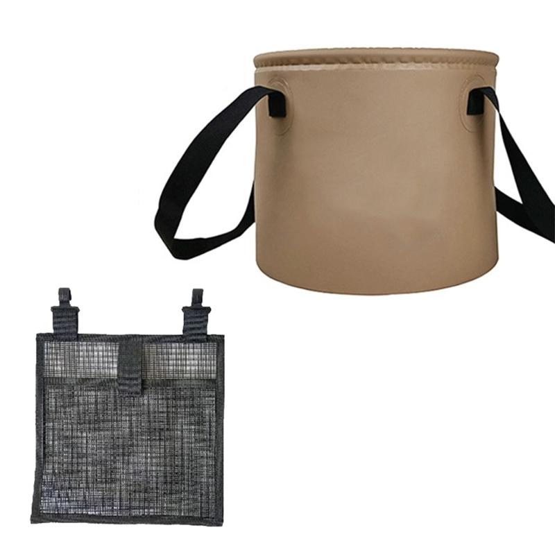 Foldable 5 Gallon Water Bucket With Double Handle Durable PVC Wash Basin with Mesh Pocket For Car Washing Gardening