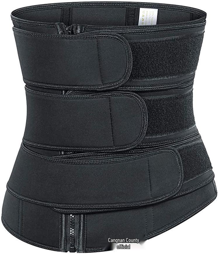 Postpartum Waist Trainer & Sweat-Inducing Body Shaper with Double Belt & Zipper for Abdomen Control