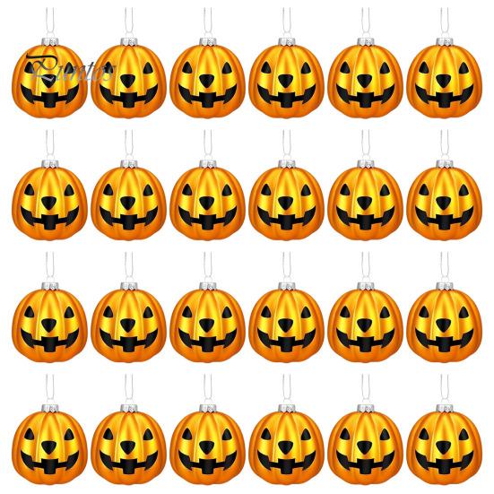 

24 шт. подвесной шар в виде тыквы, Хэллоуин, светильник Джека, подвесное украшение, небьющийся праздничный декоративный шар для рождественской елки, домашний декор для вечеринки темно-оранжевого