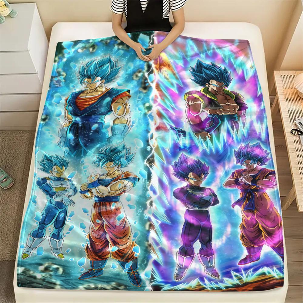 Son Goku Print Flannel Blanket, Warm for Sofa Bed Chair Picnic Travel, Bedroom Decorative Home Throw -HE22