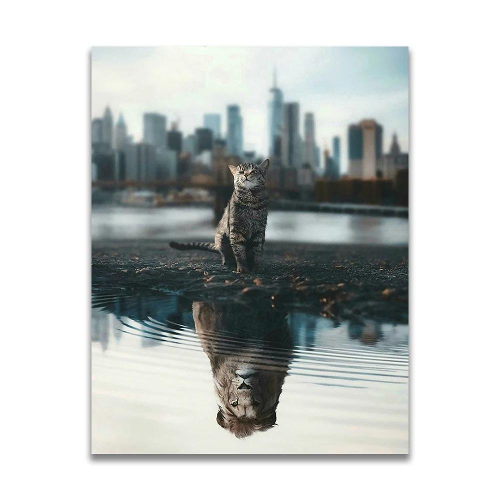 1pc frameless Canvas MINDSET IS EVERYTHING Motivational Poster Lion Tiger Wolf Animal Wall Art Canvas Print fo
