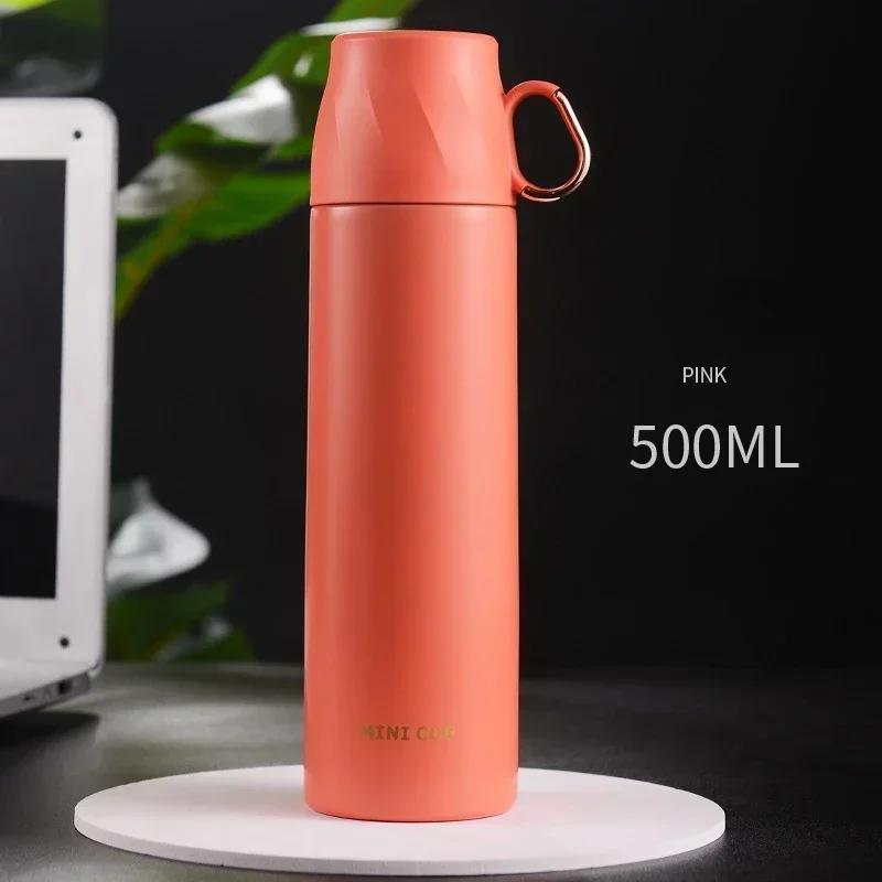 500ML Stainless Steel Thermos Cup Hot Coffee Vacuum Thermal Water Bottle Portable High-capacity Household Office Travel Tea Cups