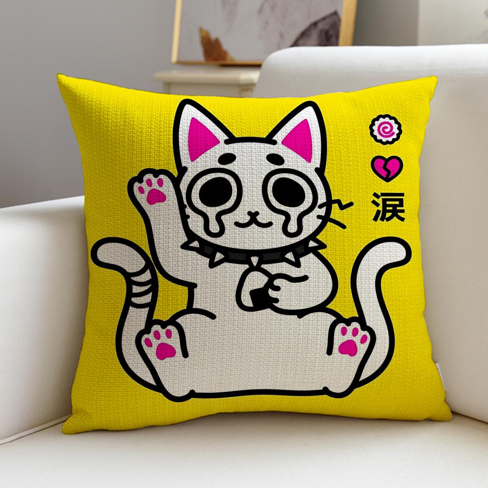 Auspicious FFortune Cat PopS Cushion Cover Pcs Linen Throw Pillow Covers x x Modern Home Decor