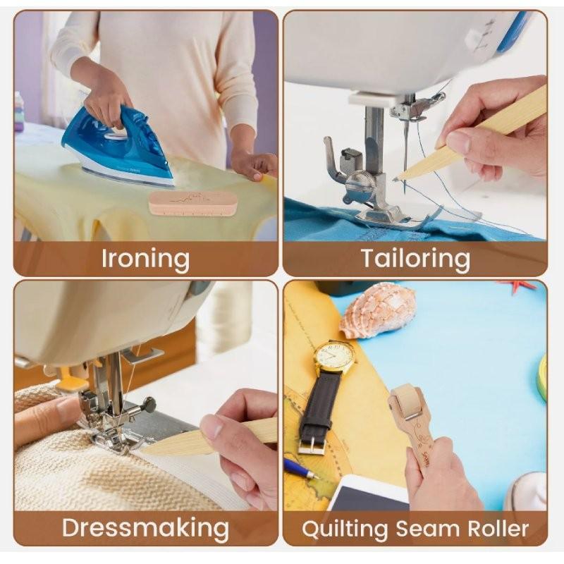 4pcs Tailors Clapper Set Beech Wood Seam Presser Tool Wooden Pressing Sewing