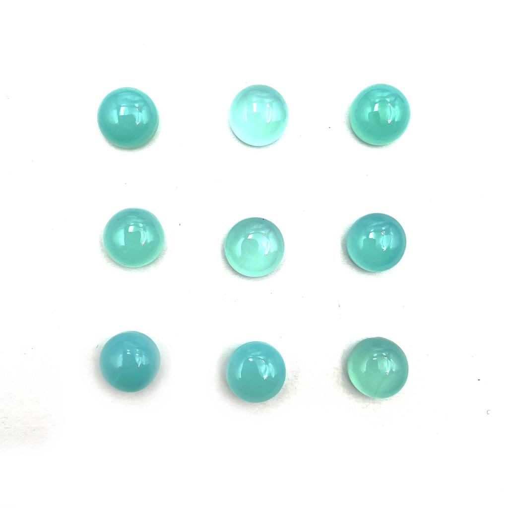 Natural Aqua Chalcedony Round Cabochon Loose Gemstone Lot 11 Pcs 9 MM 30 CT For Jewelry Making