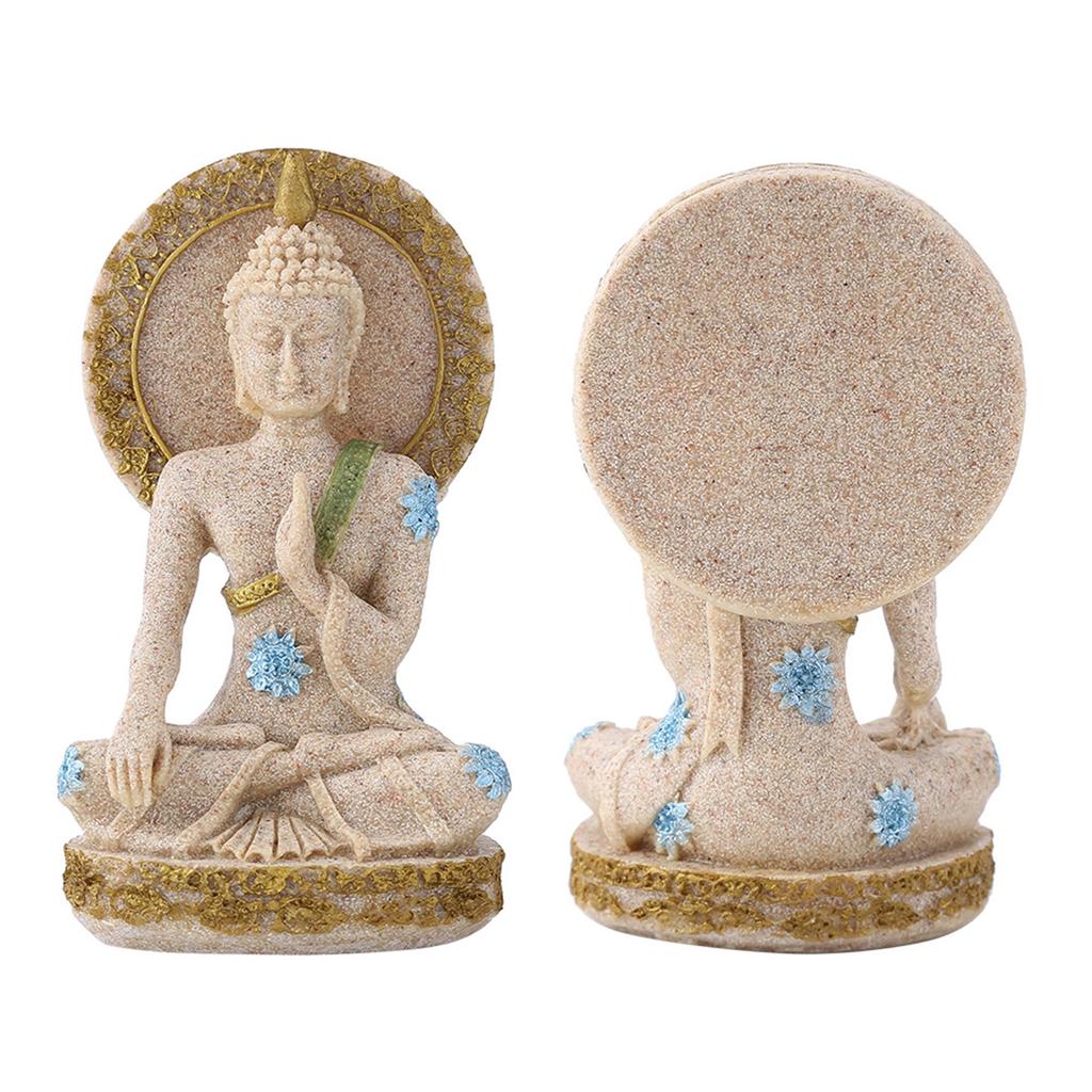 Hand Carved Sandstone Buddha Statue Home Decor with Exquisite Lifelike Details for Meditation Fengshui