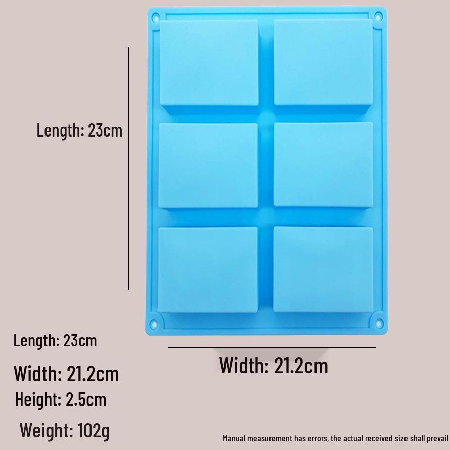 

Силіконова форма прямокутна на 6 комірок для тортів, мила та шоколаду, DIY проєкти