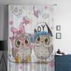 Niedliche Eulen auf Herz-Hintergrund Chiffon Transparente Vorhänge für Wohnzimmer Schlafzimmer Dekoration Fenster Tüll Vorhänge Drapierungen