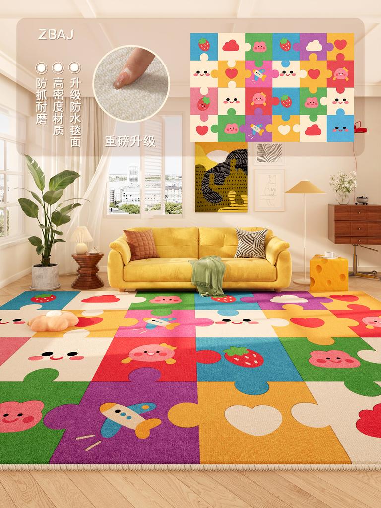 Dopamine Color Carpets for Living Room Cartoon Cute Bedroom Decor Carpet Fluffy Soft Lounge Plaid Rug Home Thick Plush Floor Mat