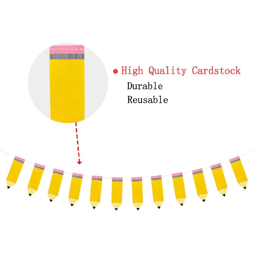 Partyprops Pencil Banner | Pencil Garland | Kindergarten Banner | Classroom Decor | Pencil Party Decorations | Back to School Party Decorations |