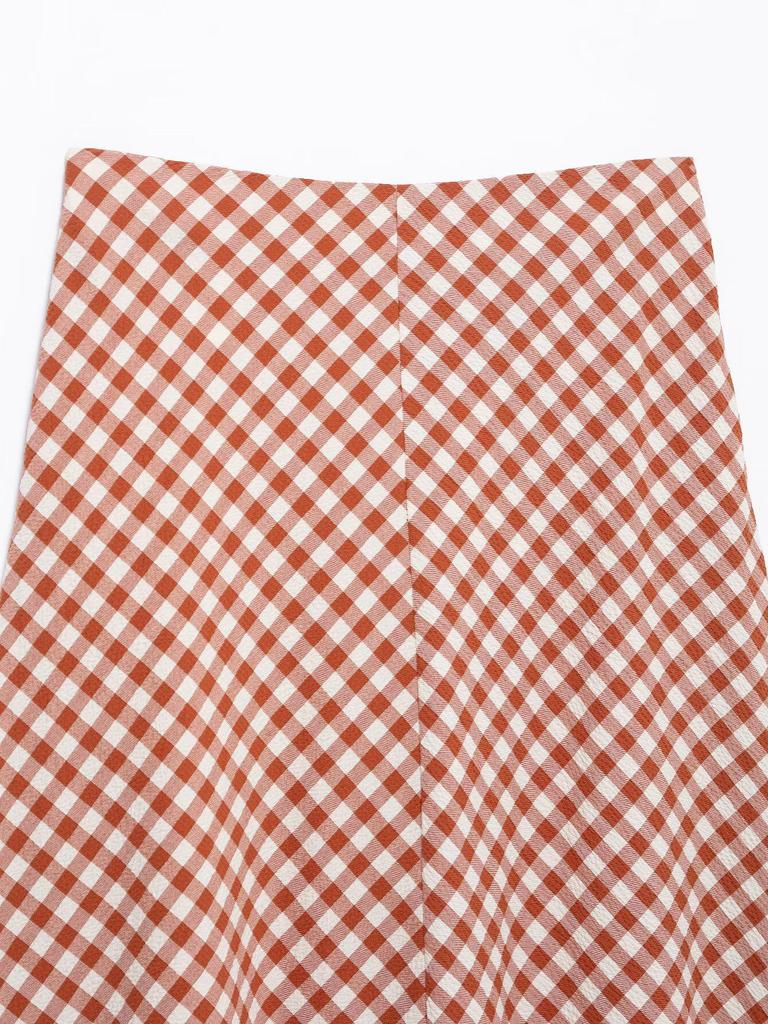 Spring 2025 European & American Style Women's Plaid Camisole Top and Midi Skirt Set