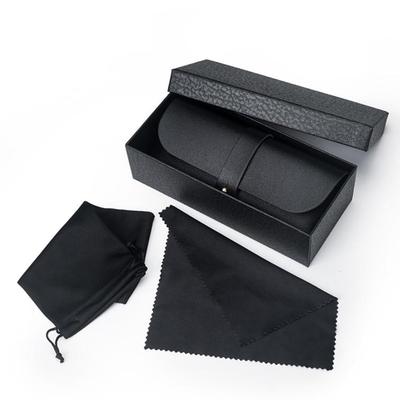 Estuche Unisex de Cuero Negro para Gafas de Sol con Hebilla y Opción Blanca