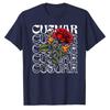 Burning Red Rose with Flame Repeated Cotton T Shirt CUSTOMAR Text Graphic Print Gothic Streetwear Aesthetic Casual Gift Tops