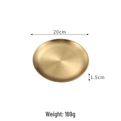 Korean Style Gold Stainless Steel Round Plate